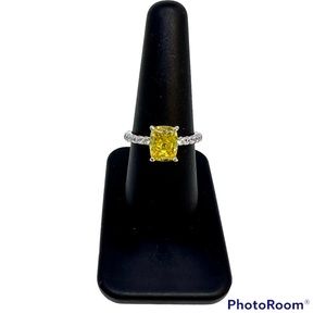 Diamonique Clear or Color Elongated Cushion Cut Platinum over Sterling (J403170)